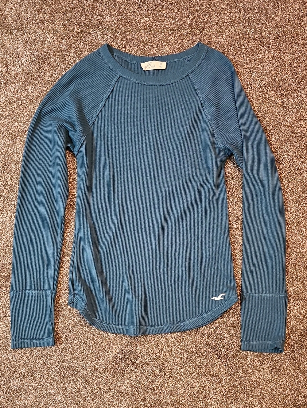 Hollister Teal Henley Long Sleeve